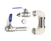Various stainless valves types, valves and transfers with spout of every kinds, stainless valves for fluids, butterfly valve