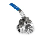 3-way stainless steel valve, stainless steel ball valve, food-grade plumbing, maple equipment, food processing equipment, LS Bilodeau