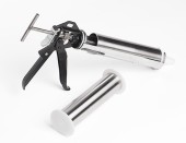 Maple cream gun applicator stainless LS Bilodeau, maple cream bite applicator, food grade silicone style gun, food grade applicator, food grade dispenser tip