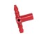 Red T plug female short red closeup erah2o715r LS Bilodeau Tee-plug female short red, T-plug plastic LS Bilodeau, Maple 5-16 tee, tubing Tee fitting, T-plug Plastech, tubing hardware T plug LS Bilodeau
