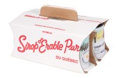 handled carrier for 8 cans, assembled maple syrup box, cardboard carrier, syrup can packaging, built-in handle