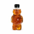 bear maple syrup bottle, bear-shaped glass bottle, decorative maple syrup bottle, maple syrup gift bottle, maple product packaging, white background