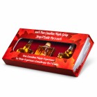 coffret cadeau Canada sirop d’érable, boîte 3 bouteilles, deux bouteilles feuille érable, bouteille drapeau canadien, emballage cadeau canadien, produits d’érable