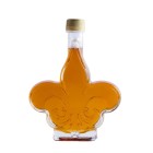 50 ml fleur-de-lis bottle, glass maple syrup bottle, alternate view, decorative Quebec bottle, maple product packaging