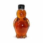 penguin maple syrup bottle, penguin-shaped glass bottle, decorative maple syrup bottle, maple gift packaging, maple products, white background