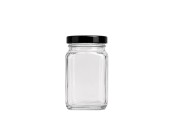 220 ml square glass jar, 220 ml maple syrup jar, glass maple product container, maple syrup packaging, maple jar